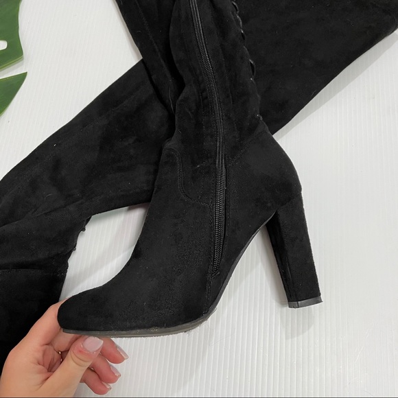 Top moda black suede over knee boots - Picture 4 of 9
